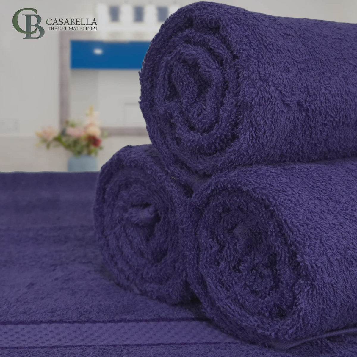 Casabella Luxury Pack Of 4 Bath Sheet 100% Egyptian Cotton Super Soft towel_Purple