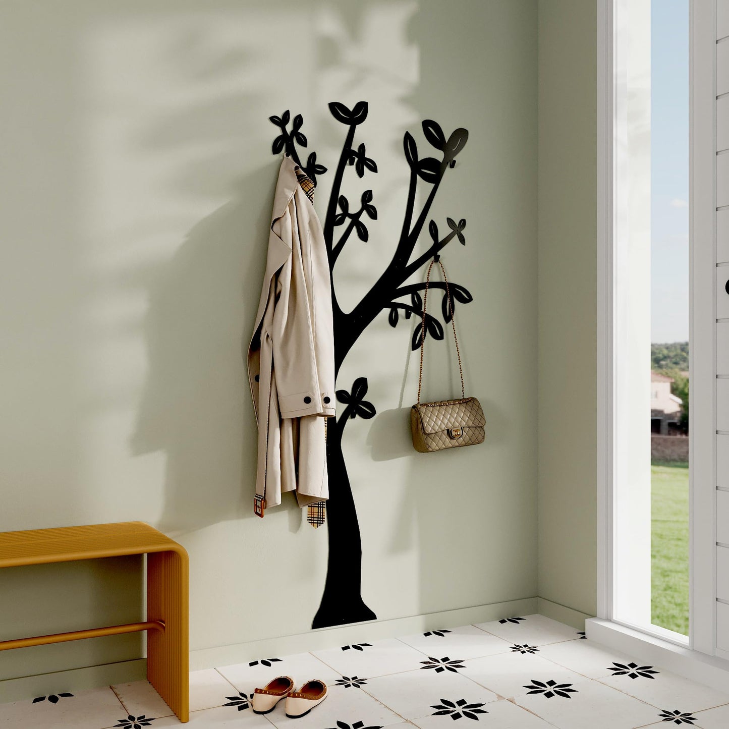 Wall coat rack mounted 67х30 inches | Heavy Duty Coat Rack mounted | Coat Hanger Wall Metal 2mm | 6 hooks wall mounted | Jacket hanger wall mount
