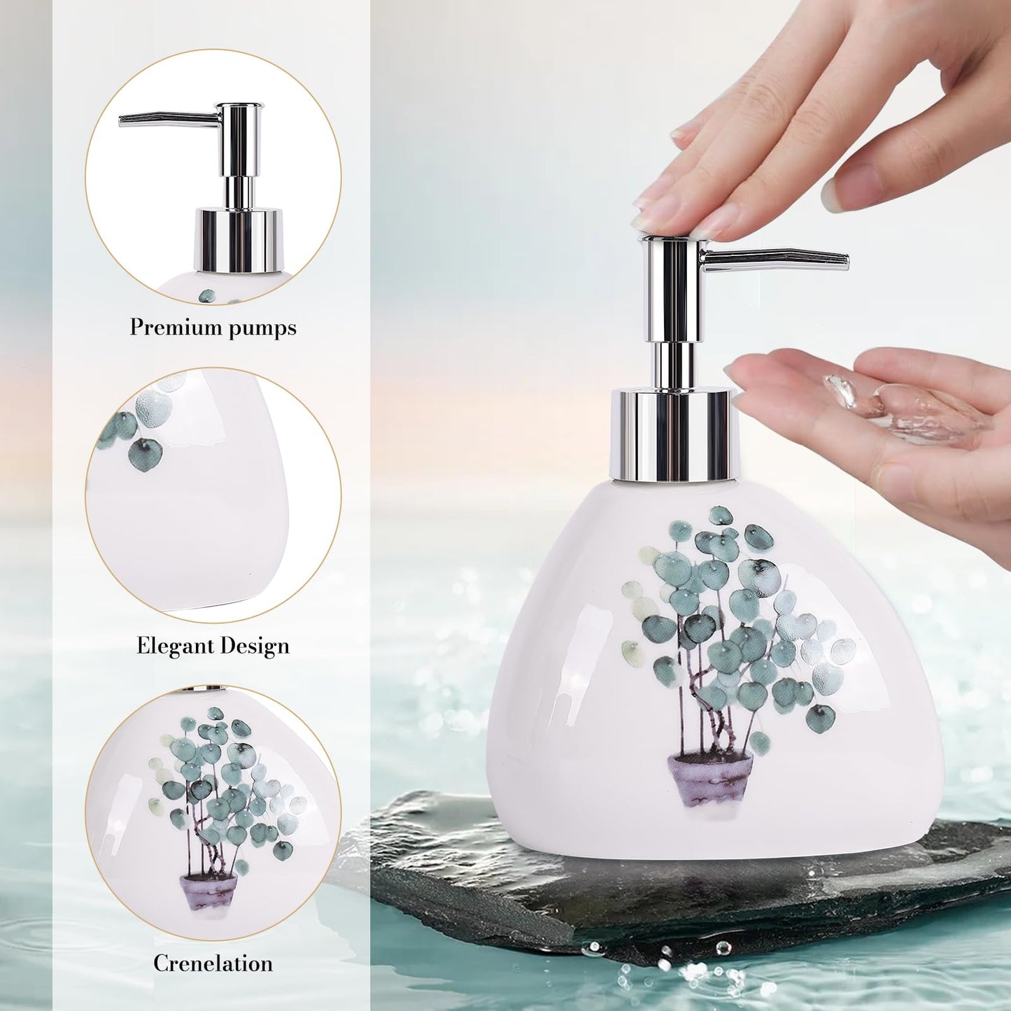 White Bathroom Accessories Set,Modern Countertop Bathroom Decor,Luxury 6 Piece Bathroom Accessory Set,Complete with Soap Dispenser,Toothbrush