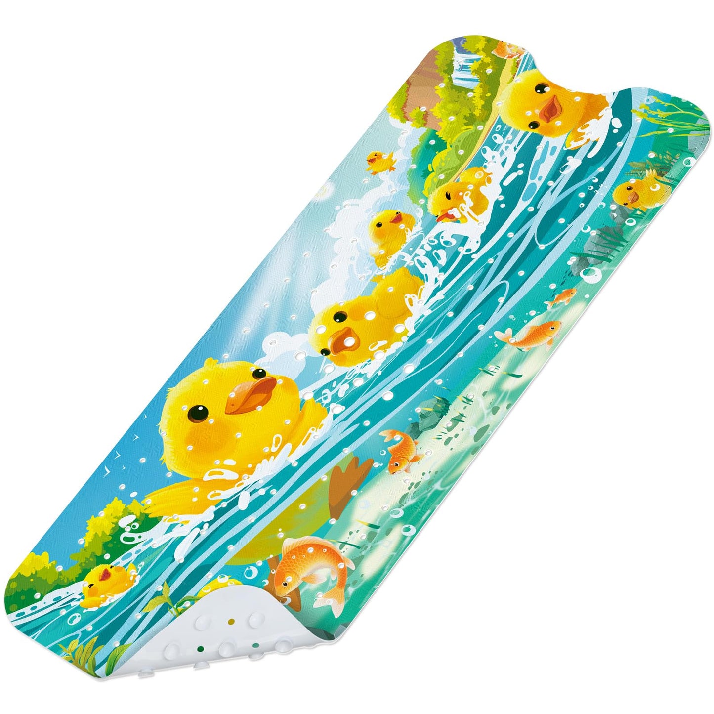 SHUCHING Yellow Duck Bath Mat Non Slip Kids, 100 X 40 cm Extra Long Baby Bathtub Mat Anti Slip, Childrens Shower Mat Non Slip Anti Mould for Bathroom
