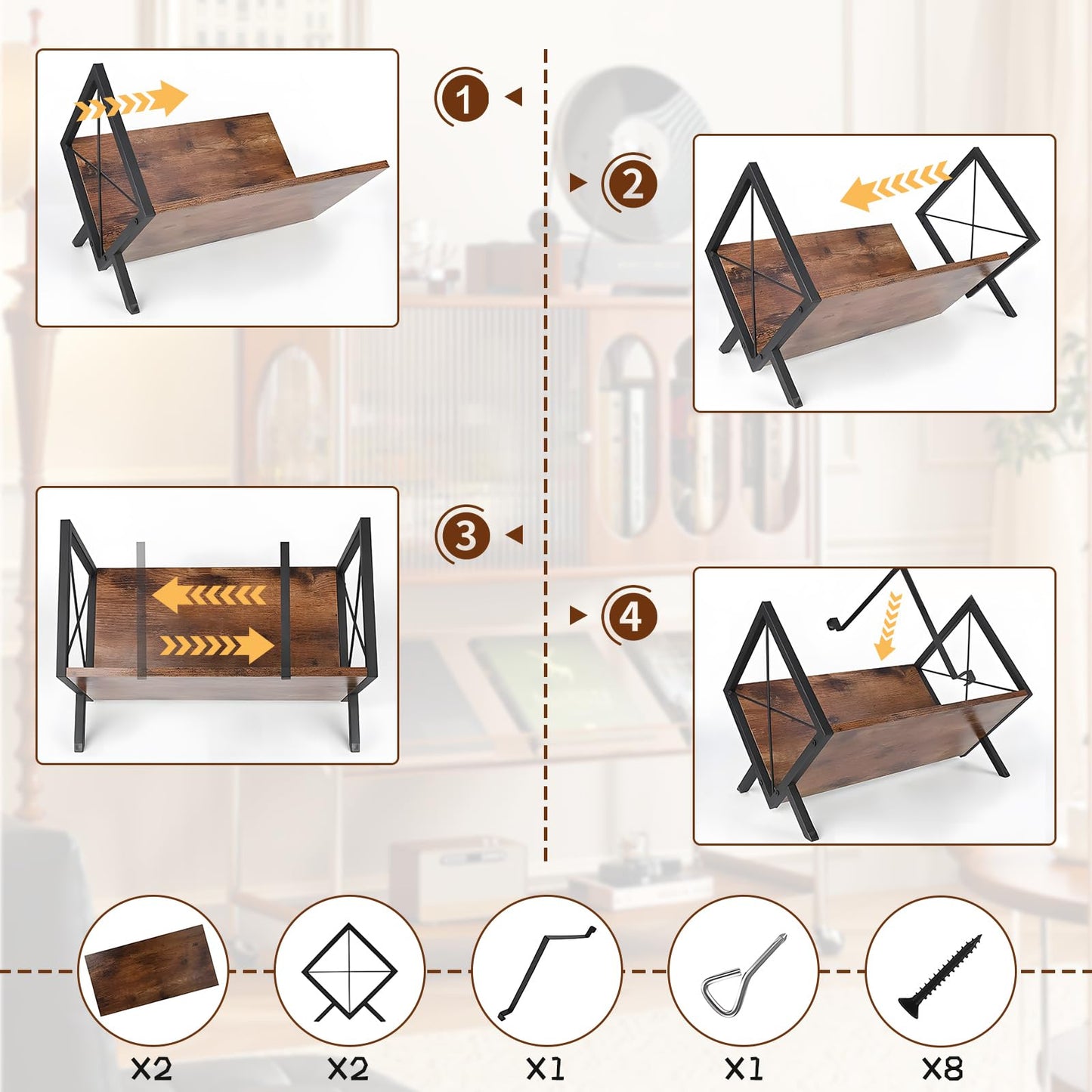 Vutlace Vinyl Record Storage Rack, 80-100 LP Expandable Record Storage Holder with Anti-Slip Mat