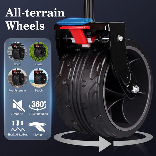 Sekey 200L Folding Festival Trolley with All-Terrain Extra Wide Wheels and Brake, Heavy-Duty Cart Loadable up to 150KG, Patented Four-Directional