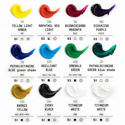 Liquitex Professional Acrylic Heavy Body Set of 12 x 59 ml Classic Colours