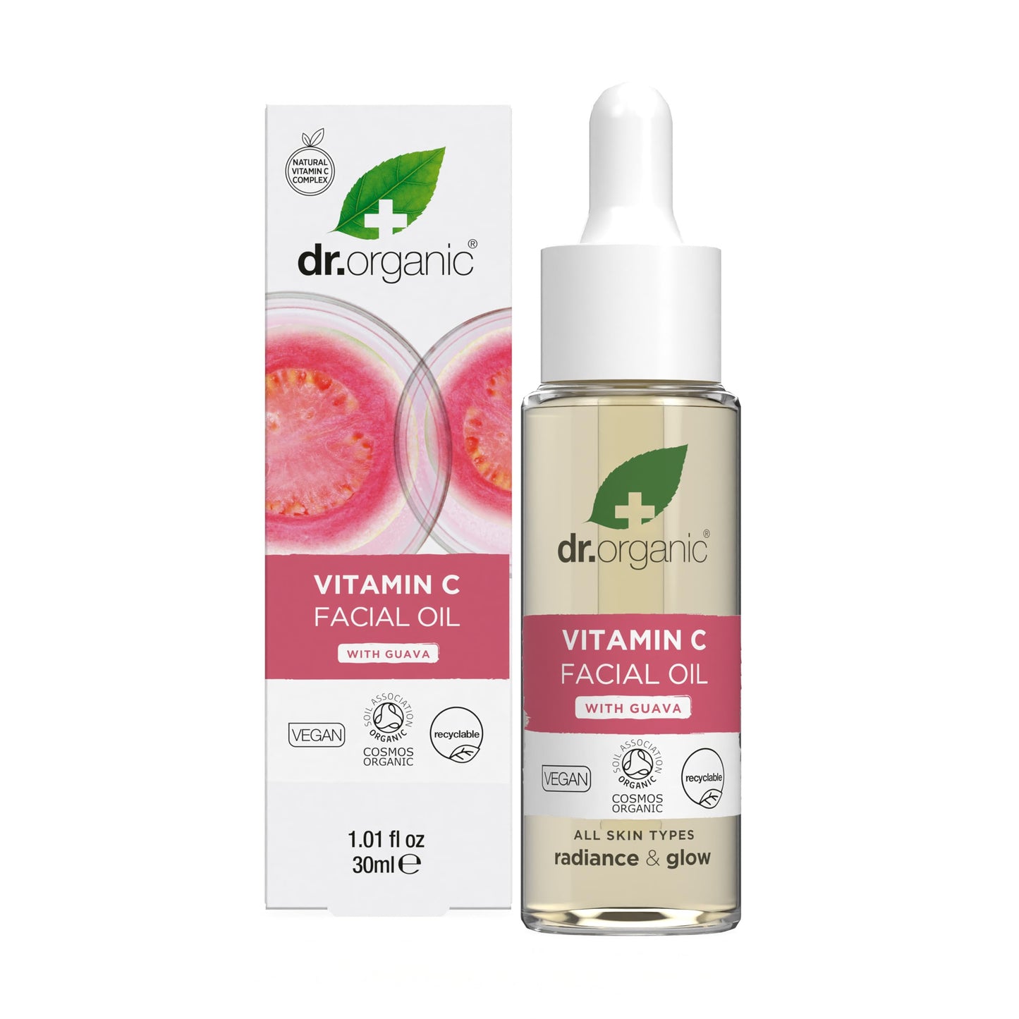Dr Organic Guava Facial Serum, Vitamin C, Brightening, Mens, Womens, Natural, Vegan, Cruelty-Free, Paraben & SLS-Free, Organic, 30ml, Packaging may