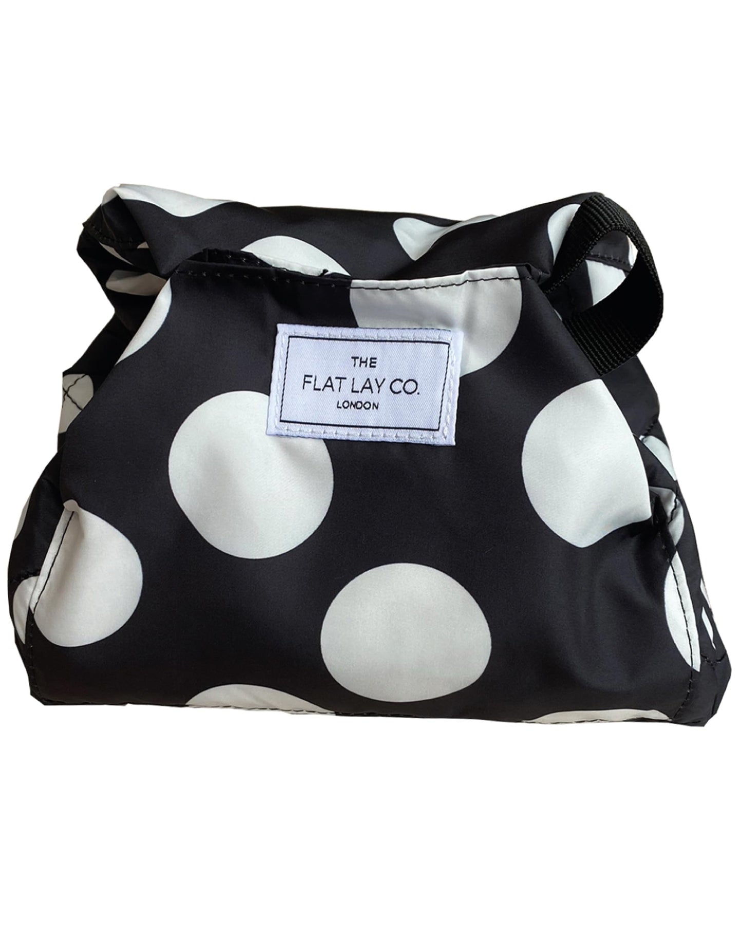 The Flat Lay Co. Makeup Bag - Double Spots Travel Drawstring Makeup Bag with Brush Holder & Large Pockets - Cosmetics Organiser Storage for Eyeshadow,