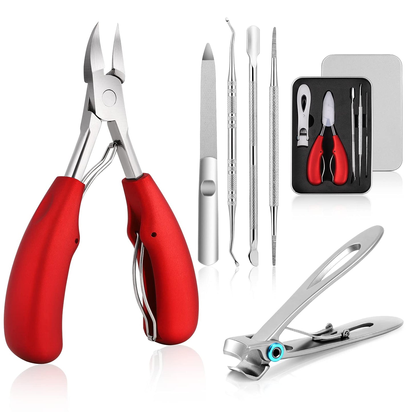 Toenail Clippers for Thick Nails, Pedicure Set Nail Clippers for Ingrown Toenail Treatment, Nail Files Professional Nail Scissors for Men Women