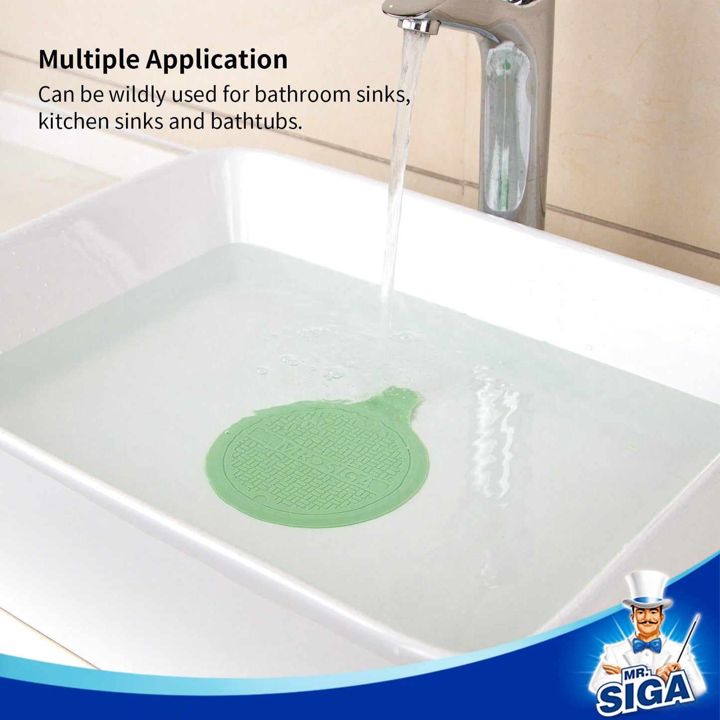 MR.SIGA Silicone Bathtub Stopper, Drain Stopper for Shower, Sink, 3 Pack