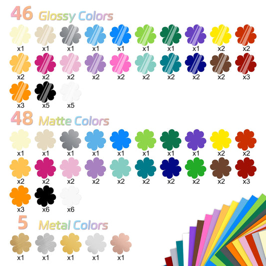 Prime Vinyl Permanent Vinyl for Cricut Machine - 99 Pack Adhesive Sheets, Assorted Colors for Cricut, Silhouette, Cameo Cutters, Signs, Craft