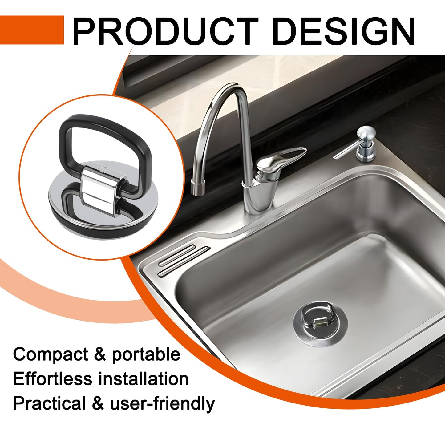 Universal Chrome Sink Plug Bath Plug Replacement, Chrome Finish Sink Plug, Easy-Grip Handle Drain Stopper with Leak-Proof Seal for Bathroom Kitchen