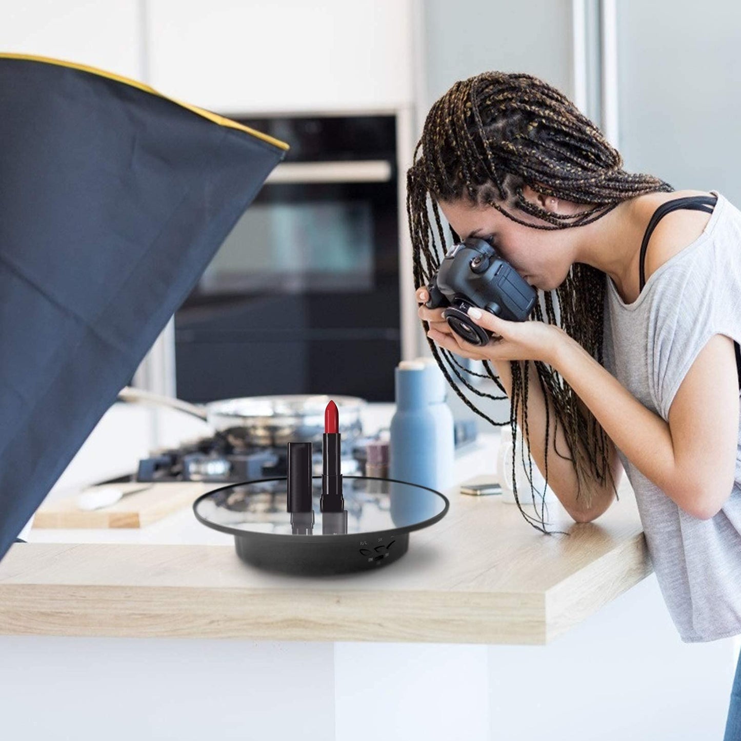 zalati Rotating Display Stand Motor-driven Turntable 360° Electric Show Pedestals with Mirror Coating for Action Figures, Photography