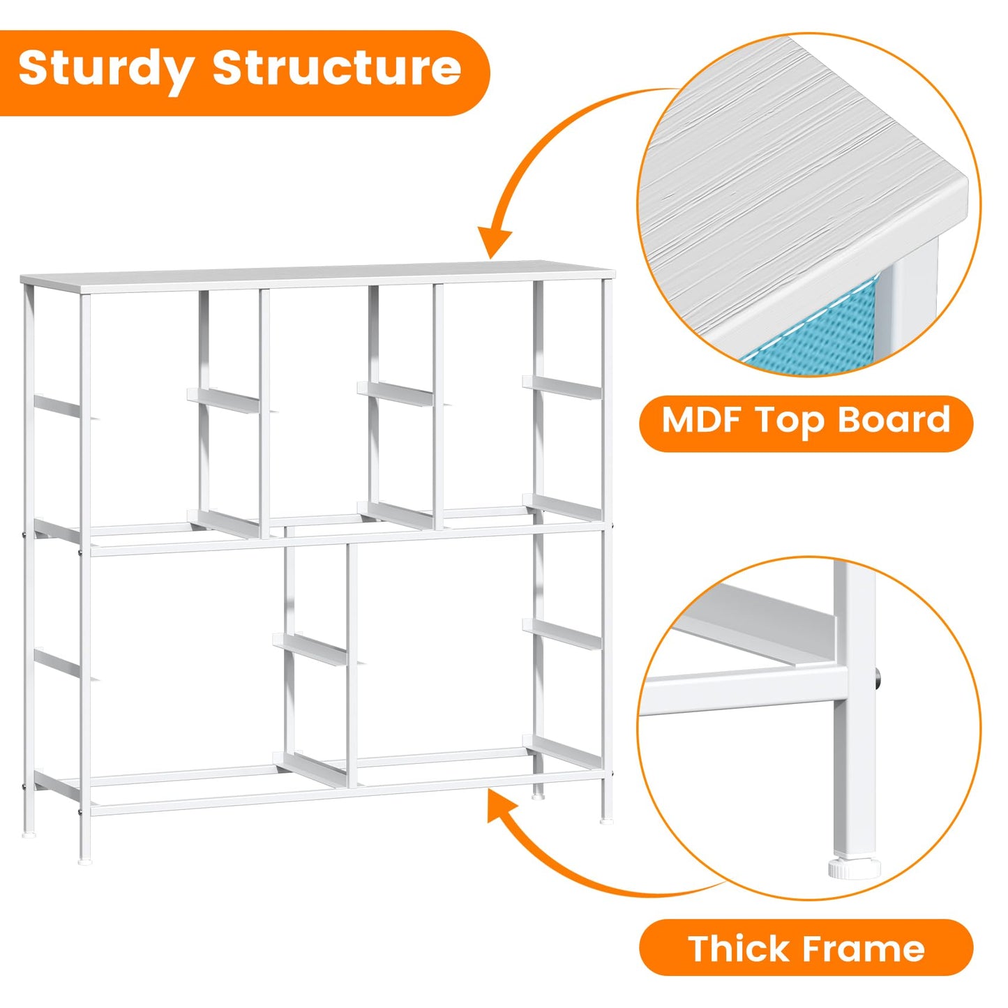 Feonase Chest of Drawers, Bedroom Tall Dresser with 10 Fabric Drawers, Metal Frame & MDF Wood Top, Adjustable Feet