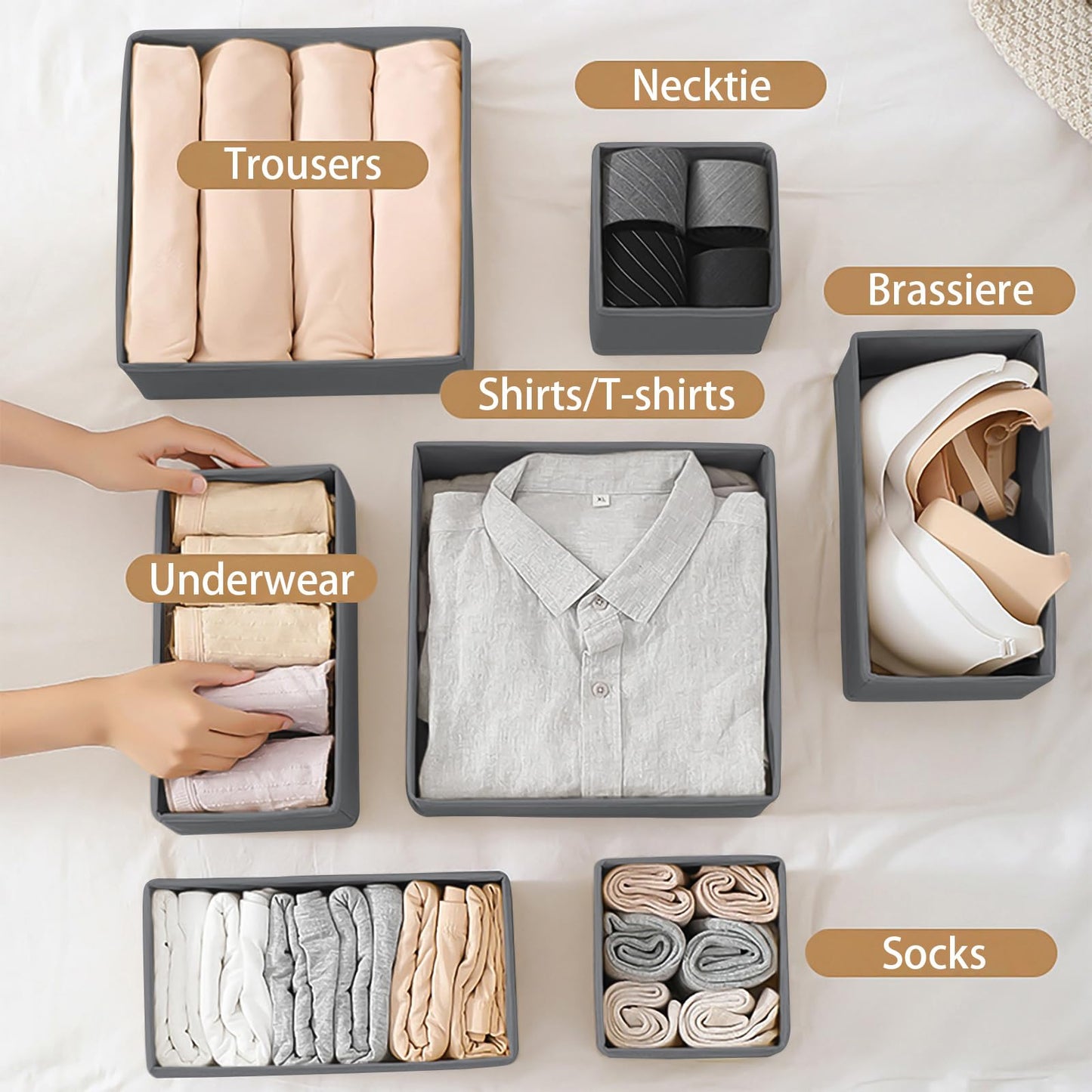 Foeska Drawer Organiser,Wardrobe Storage Organiser,Drawer Dividers for clothes,Foldable Drawer Organiser for Clothes,Underwear Storage Solution,for