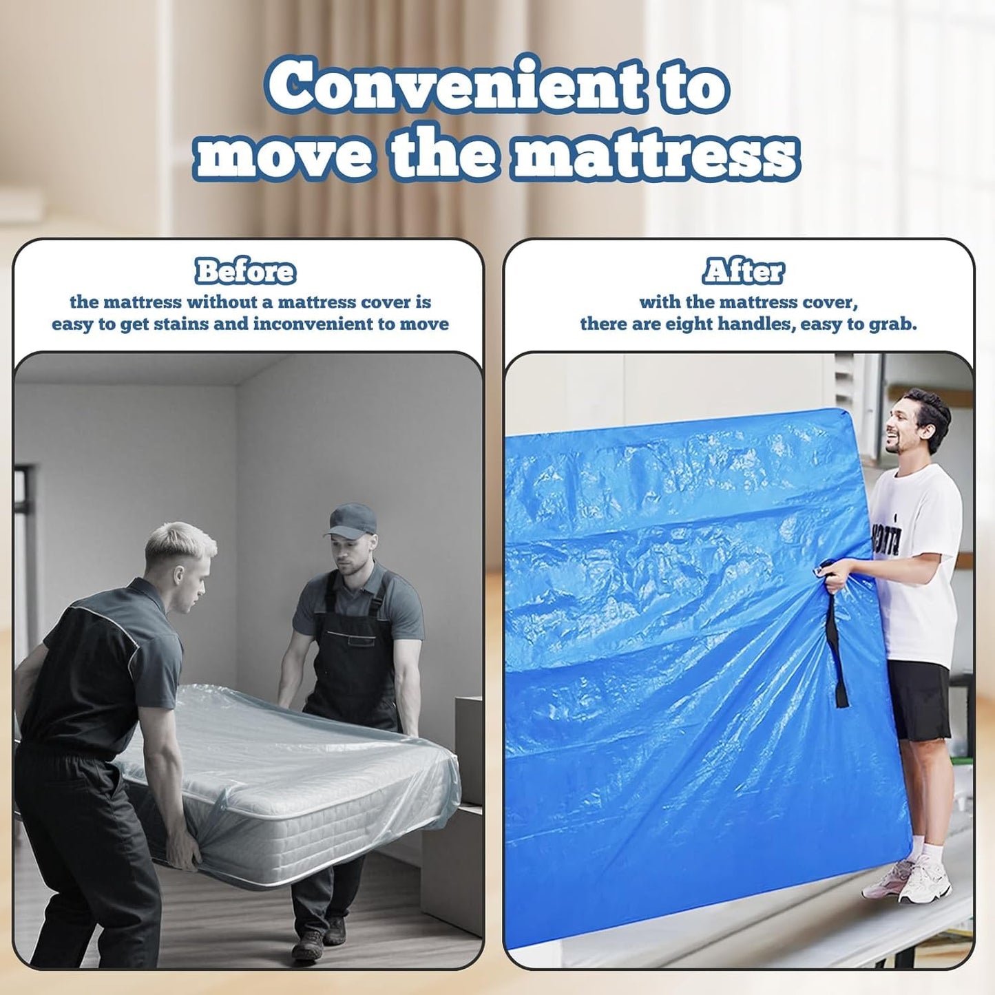 Storystore Mattress Bag, Double Size Mattress Cover for Moving and Storage Mattress Bags with 8 Sturdy Handles