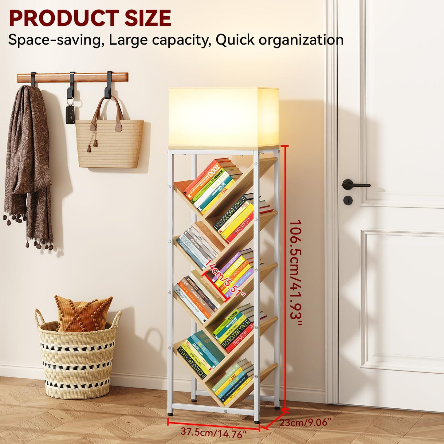 IBUYKE 9 Tier Tree Bookshelf with Top Shelf,Natural TBC002N
