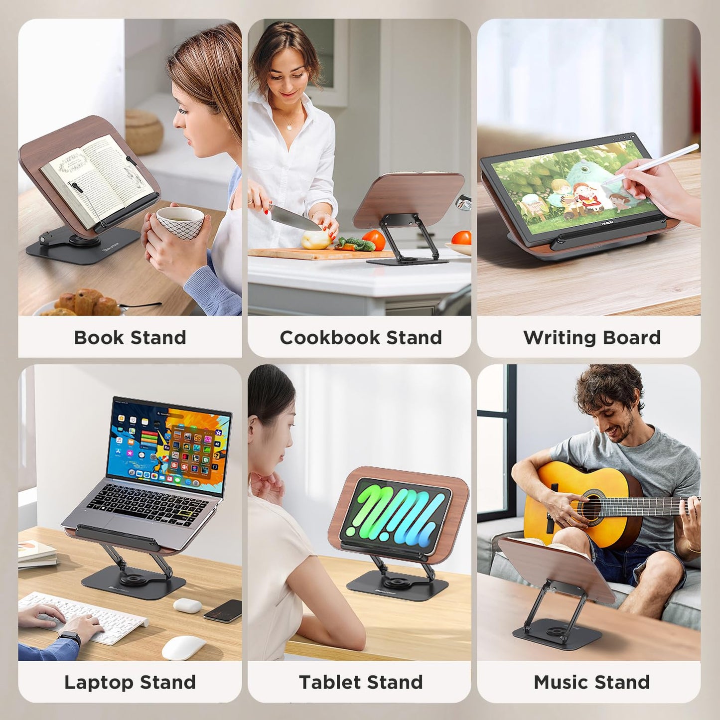 BEAUTRIP Book Stand for Reading, Foldable Book Holder for Desk Hands Free, Display Stand for Office, Kitchen, Cookbooks, Textbooks, Recipes