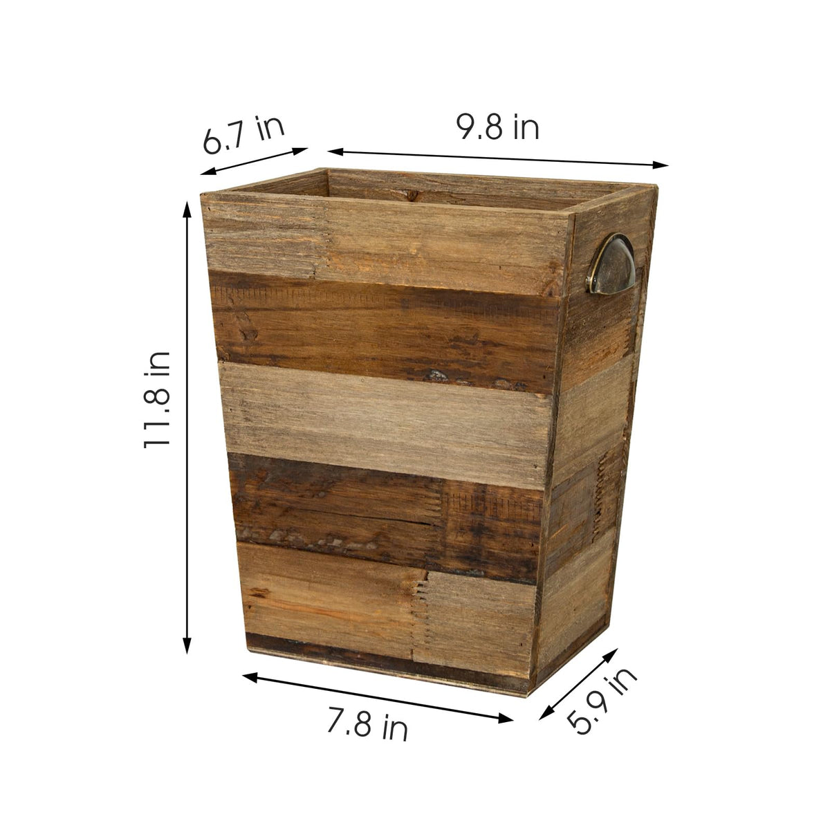 Venalys Small Wooden Waste Paper Bin Trash Can, Farmhouse Decorative Garbage Can Wastebasket