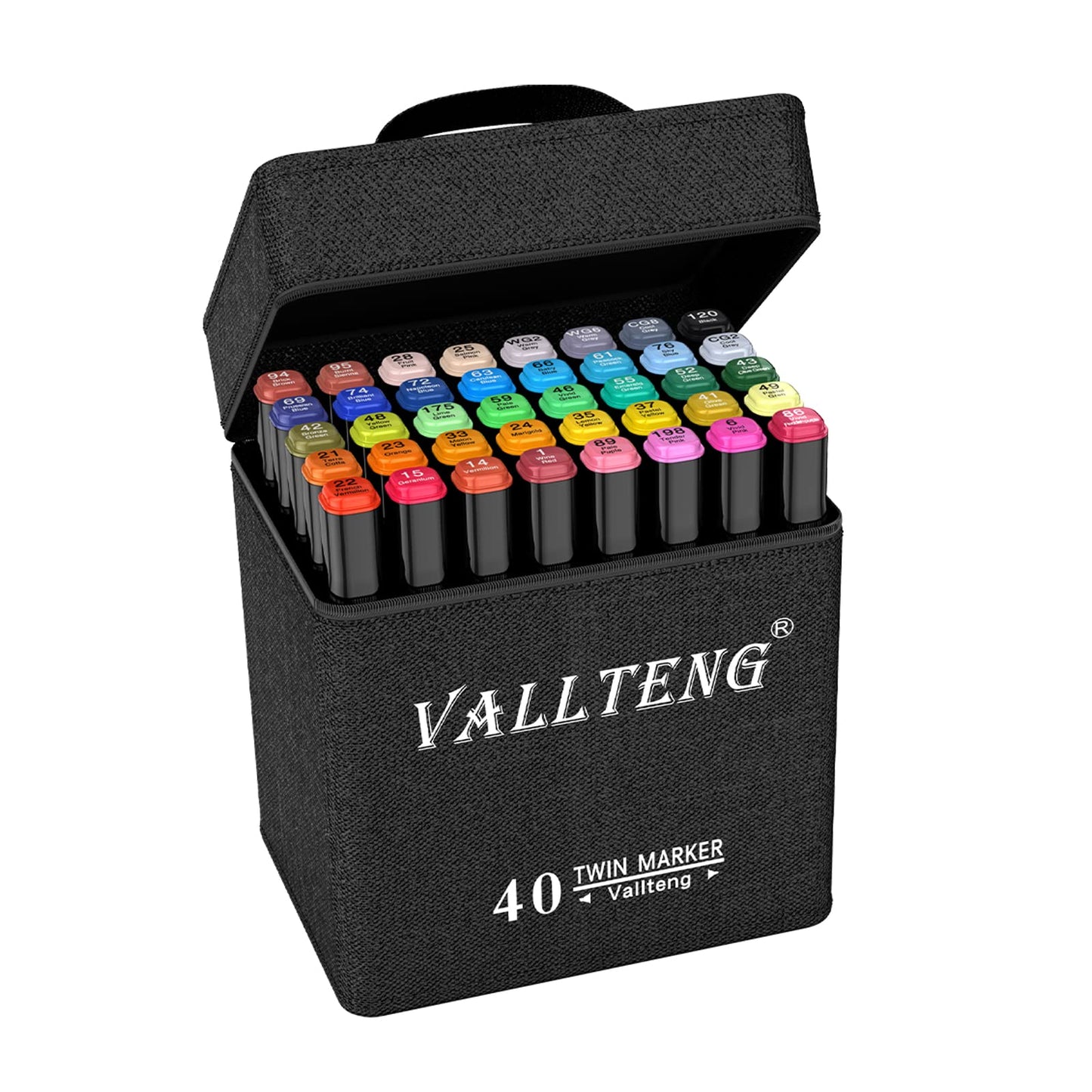 Vallteng 40 Colours Graphic Marker Pen,Artist Necessary Permanent Art Markers Twin Marker Pen Animation Design for Drawing Coloring Highlighting and