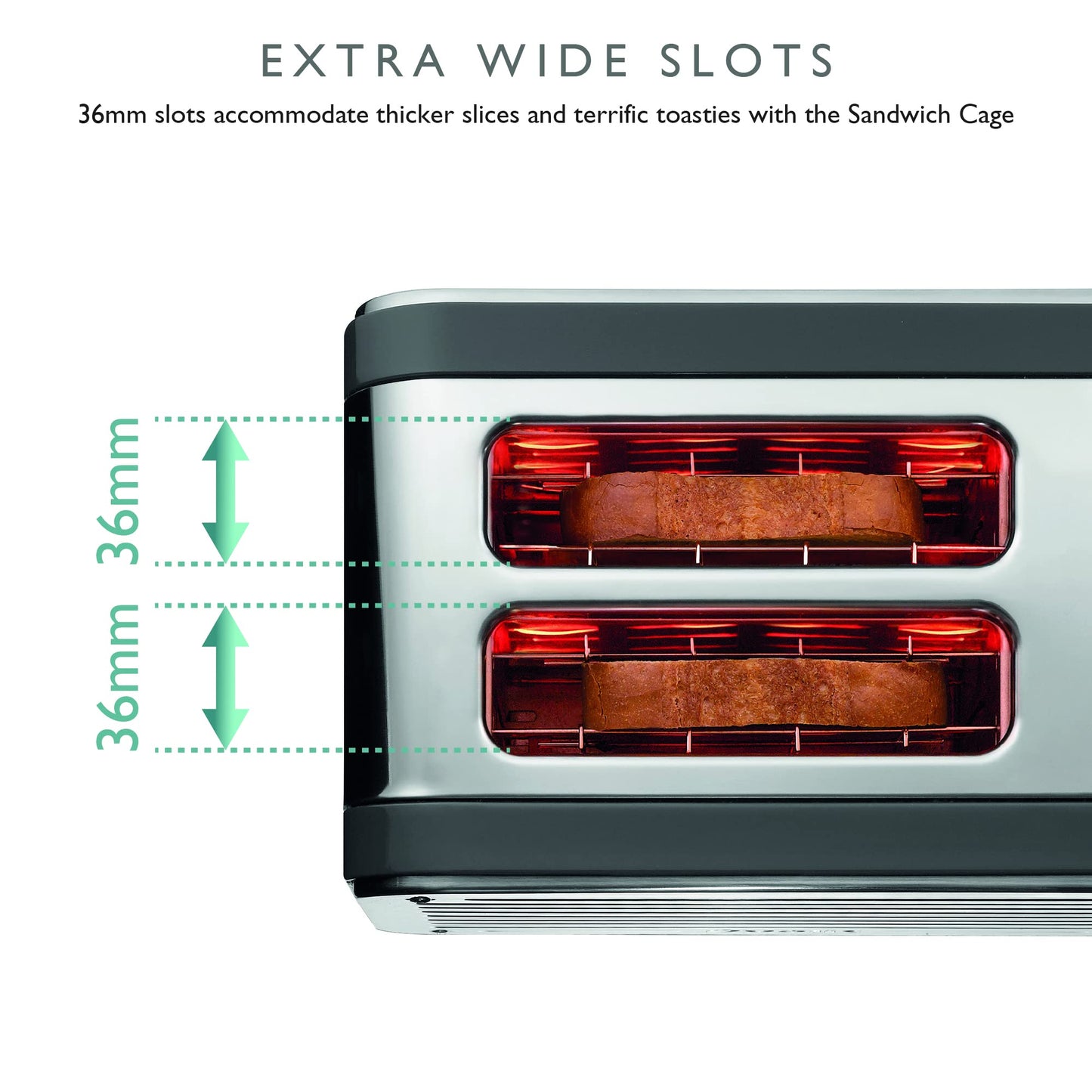 Dualit Architect 2 Slice Toaster Stainless Steel with Grey Trim Extra-Wide Slots, Peek and Pop Function, Patented Ideal Toast Technology Matching