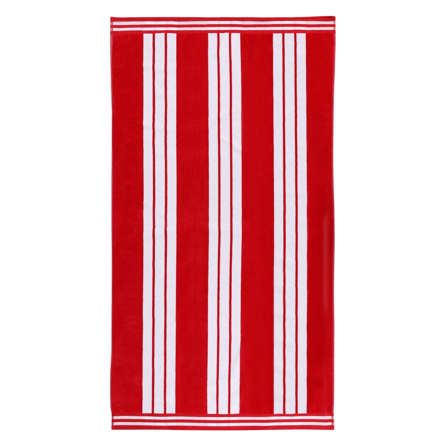 Superior Collection Combed Cotton Luxurious Jacquard Beach Towels, Red Cabana Stripe, Oversized,43 x 5 x 30 cm