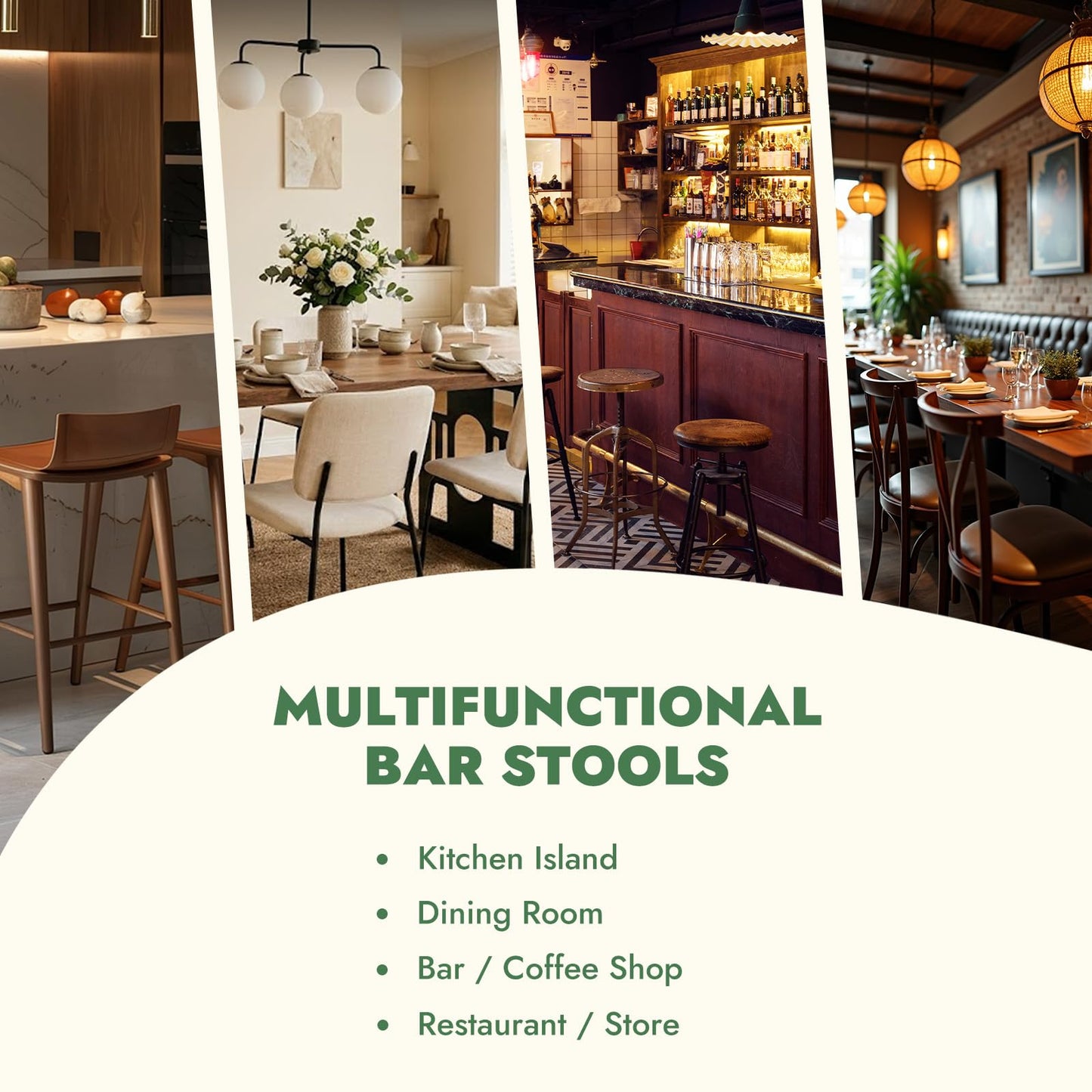 KRAMZMING Counter Height Bar Stools Set of 2, 24 Inch Linen, Carbon Black
