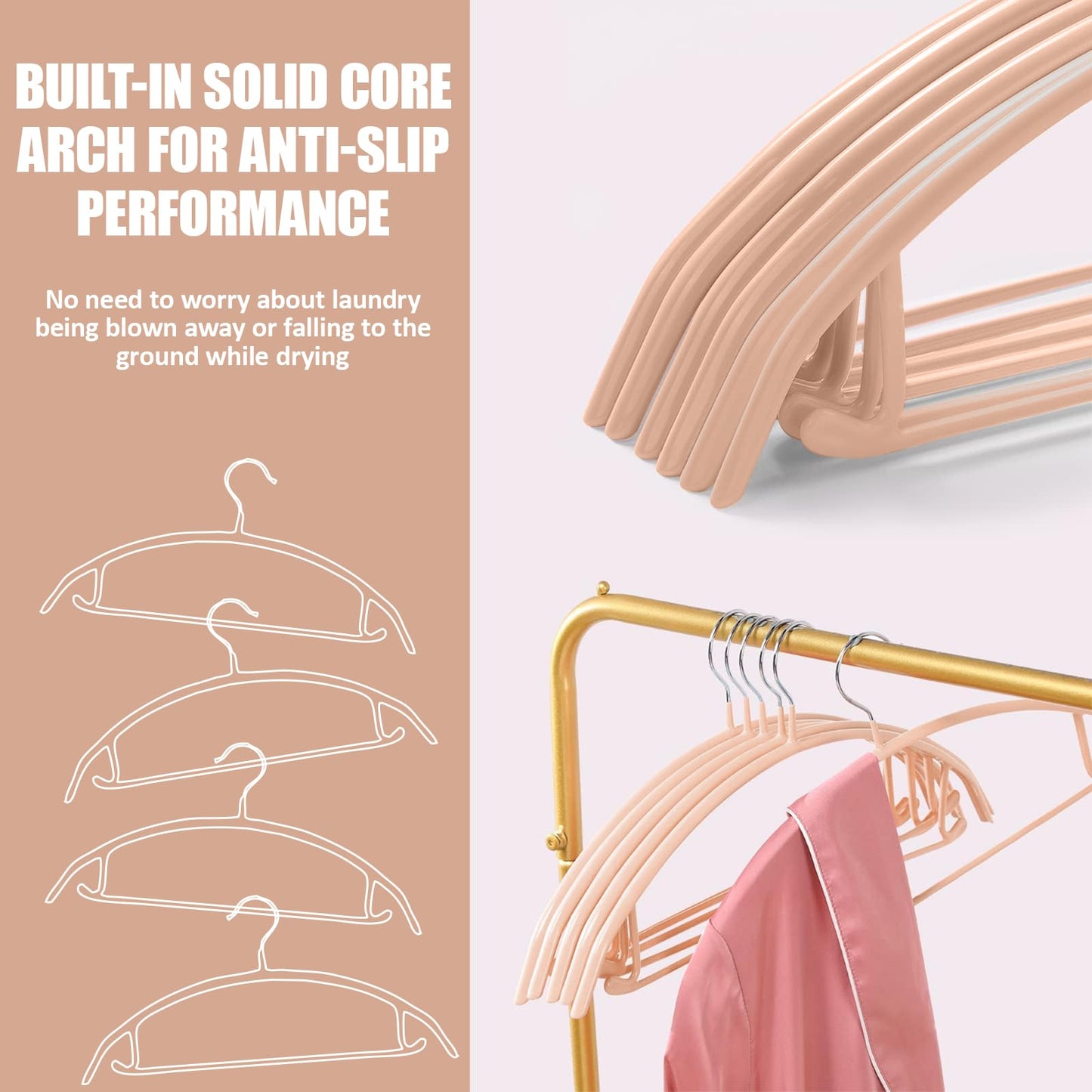 10 Pack Sweater Clothes Hanger No Shoulder Bump 42CM Wide Heavy Duty Coat Metal Hangers for Closet Non Slip PVC-Coating for