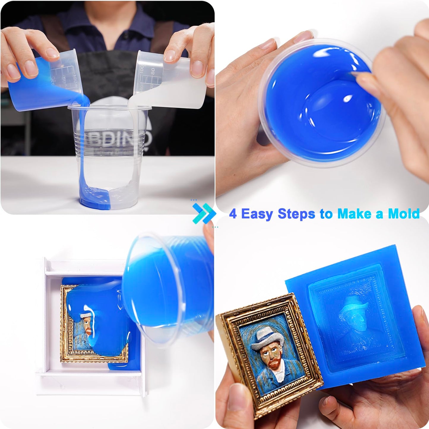 BBDINO Silicone Mould Making Kit,Liquid Silicone for Mould Making 30A, Translucent High Strength Silicone Rubber Mould Making Kit,1A:1B Ideal for
