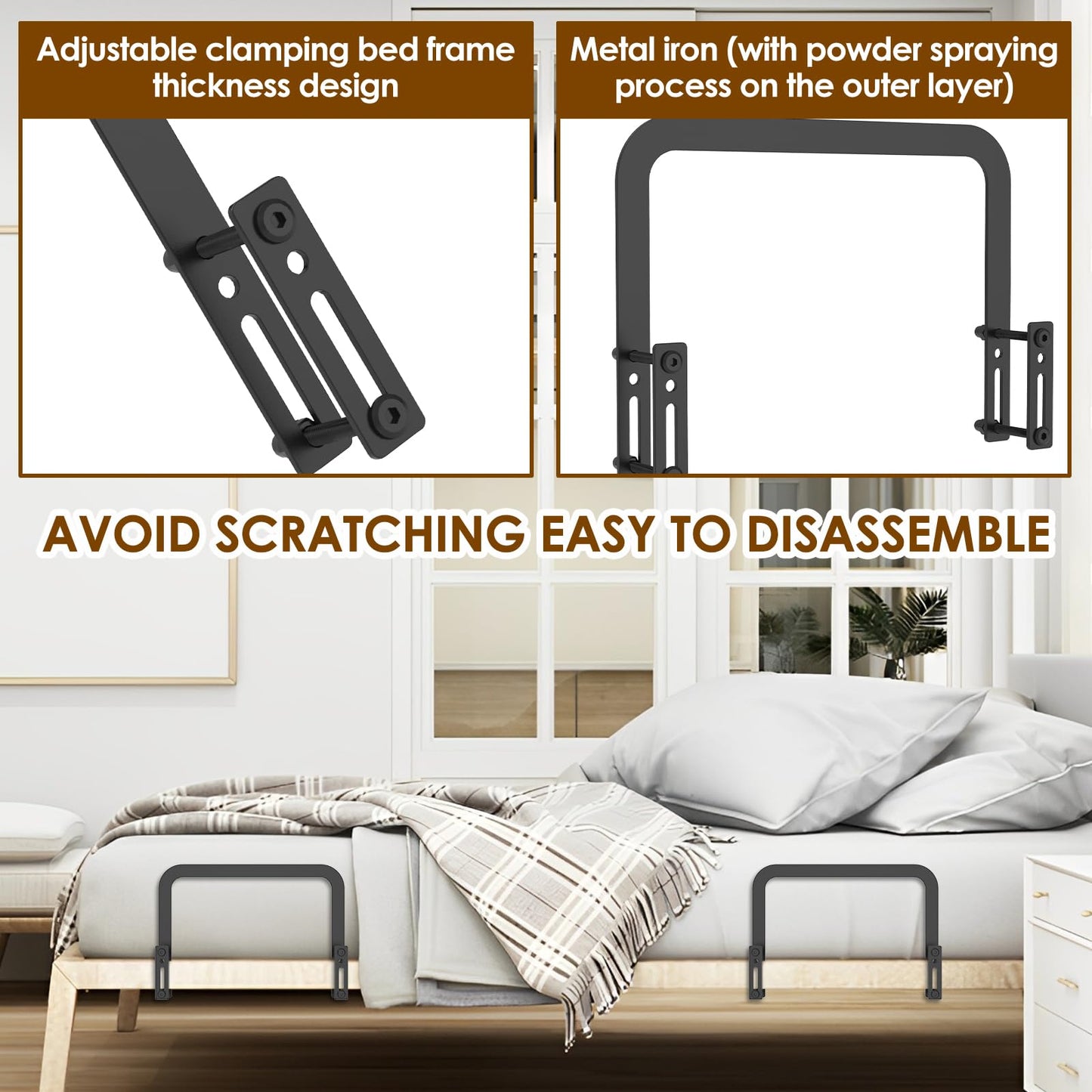 Dandelionsky 2Pcs Mattress Slide Stopper, Metal Mattess Retainer Bars Fixing Bracket