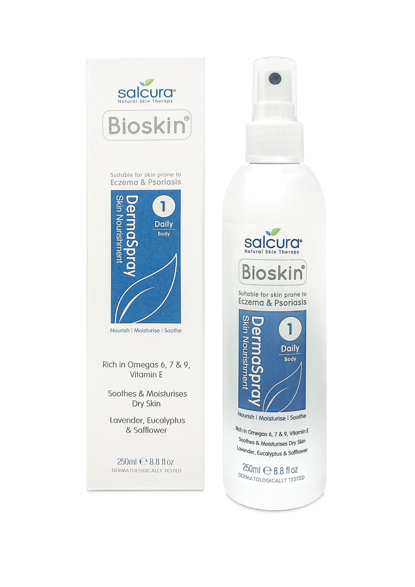 Salcura Natural Skin Therapy, Bioskin Dermaspray Intensive, Perfect For Dry & Itchy Skin, easy To Use Spray, Suitable For Anyone Prone To Eczema,