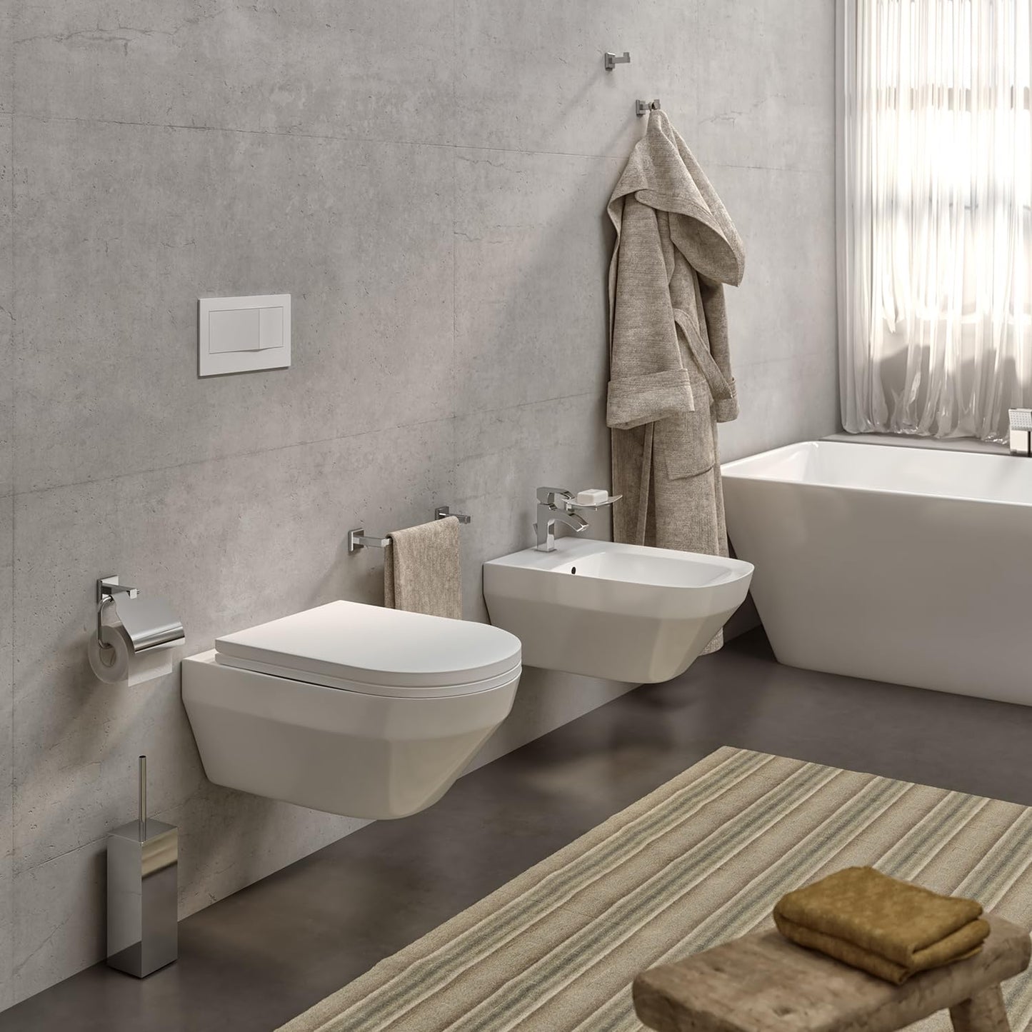 GEDY | Colorado Bathroom Towel Holder in Stainless Steel and Cromall, Towel Rail Fixable with Screws or Glue, Weight Supported 7 kg, Chrome