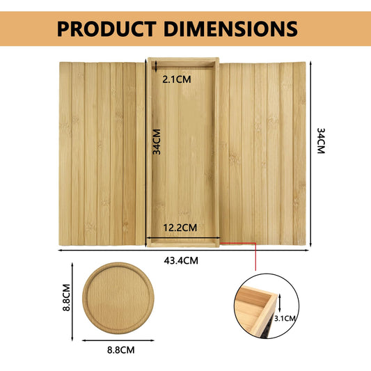 Solid Wood Armrest Tray, Space-Saving Table for Snacks & Drinks, Non-Slip Grooves, Includes 1 Wooden Coaster, Sofa Armrest Organizer