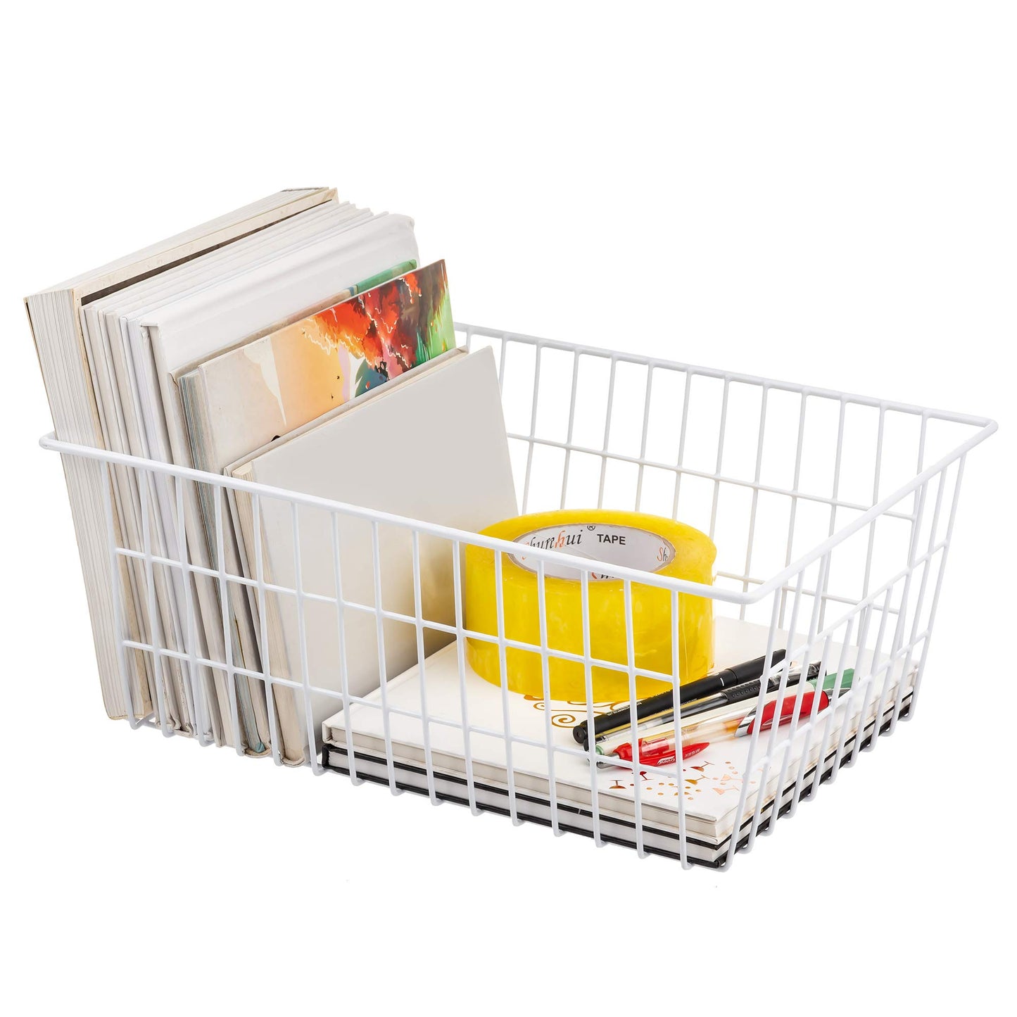 iPEGTOP Metal Wire Stroage Baskets, Large Freezer Refrigerator Organizer Bins, Home Office Shelf Freezer Storage for Bathroom, Pantry
