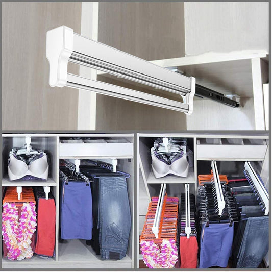 MAFAGE Pull Out Clothes Hanger Rod Adjustable Wardrobe Clothing Rail Hanger Rack Bar (347mm)