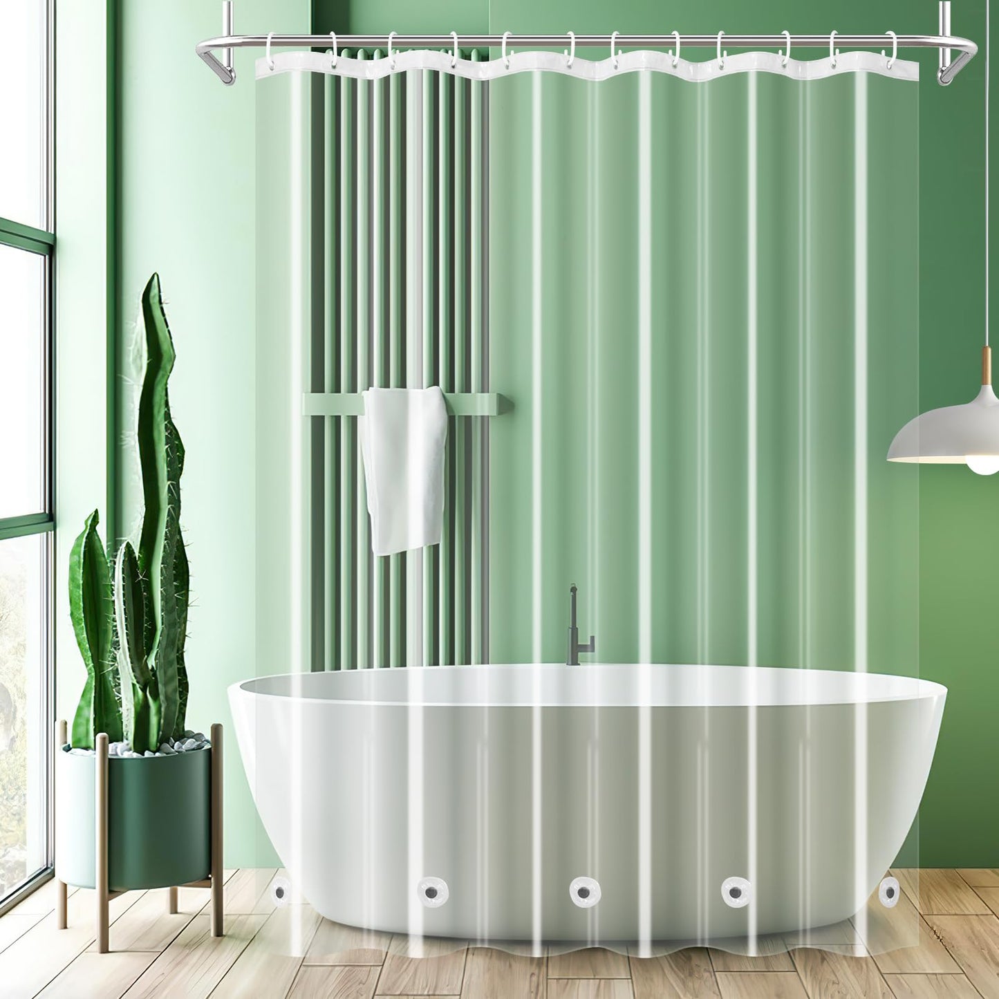 UFRIDAY Clear Shower Curtain Liner 72 x 75 inch, PEVA Bath Curtain for Home and Hotel, Extra Long with 5 Magnets Bottom