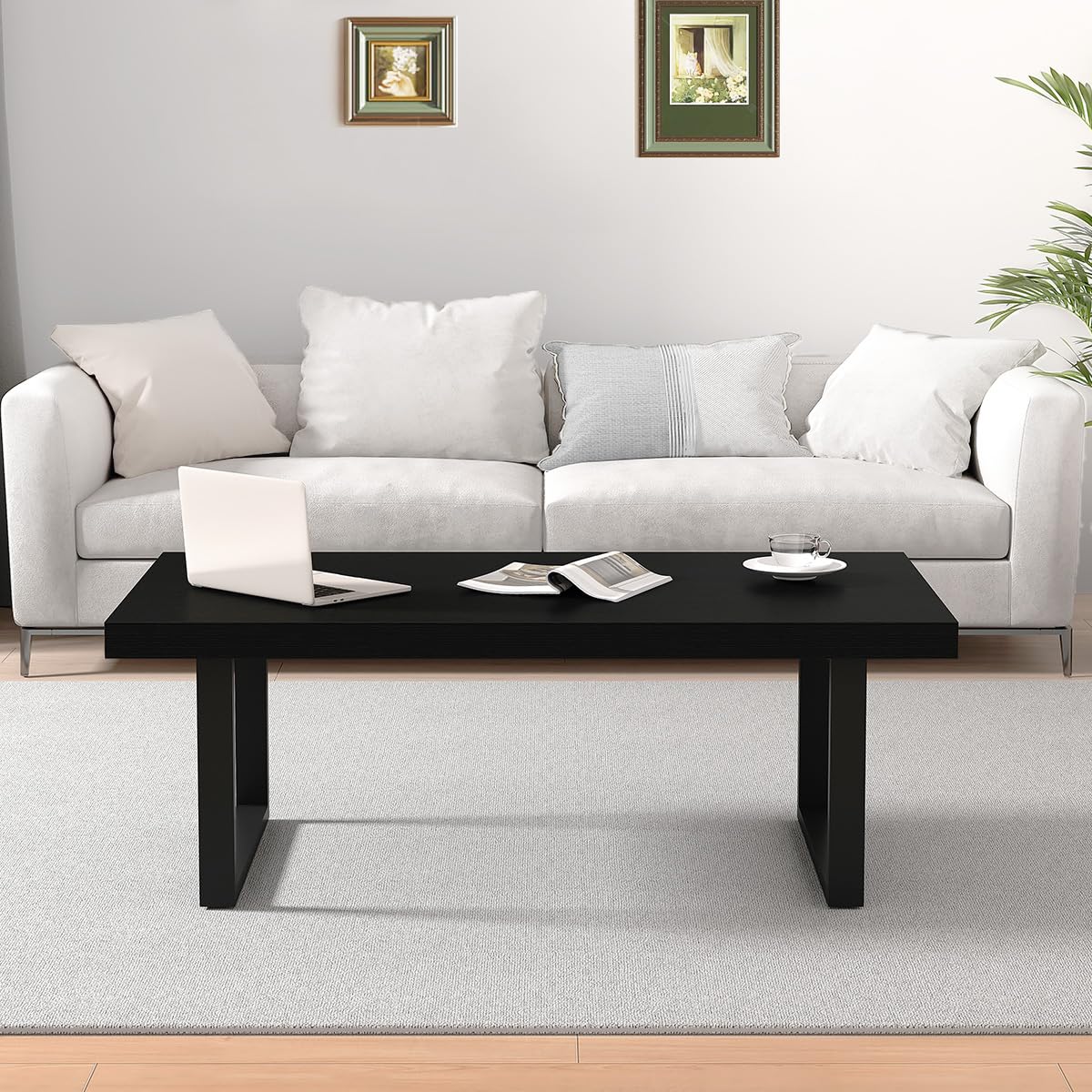 IBF Coffee Table Living Room Wooden Center Coffee Tables 100cm Black Oak