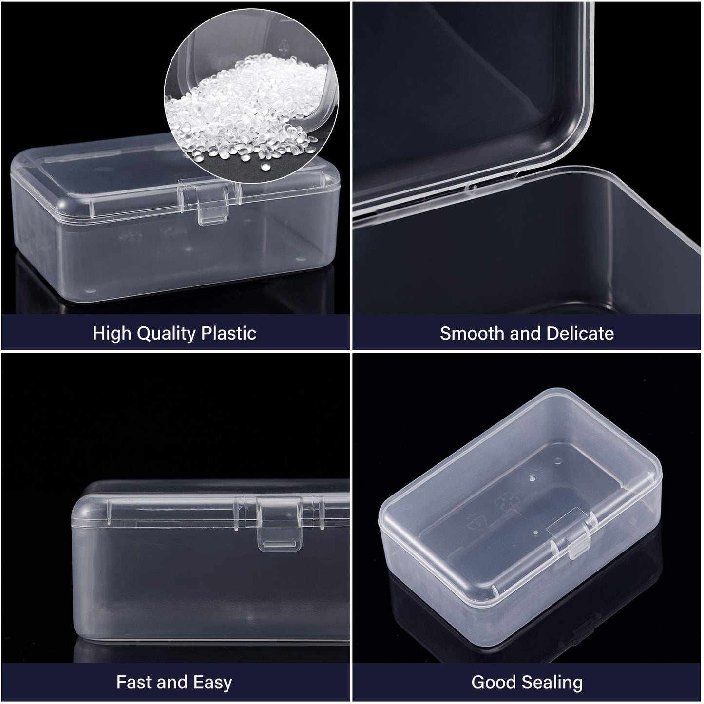 SATINIOR 12 Pack Clear Plastic Beads Storage Containers Box with Hinged Lid for Beads and More (3.54 x 2.36 x 1.26 Inch)