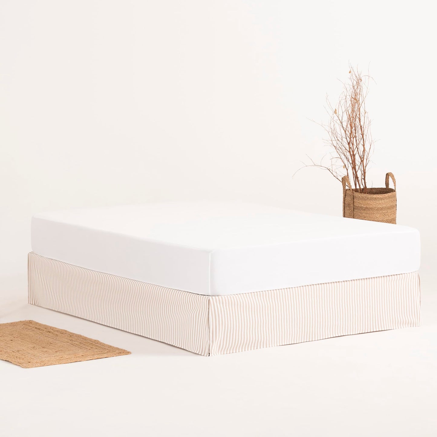 Bed Cover 120 x 190/200 cm Bed Base Cover 120 cm – Beige Stripes