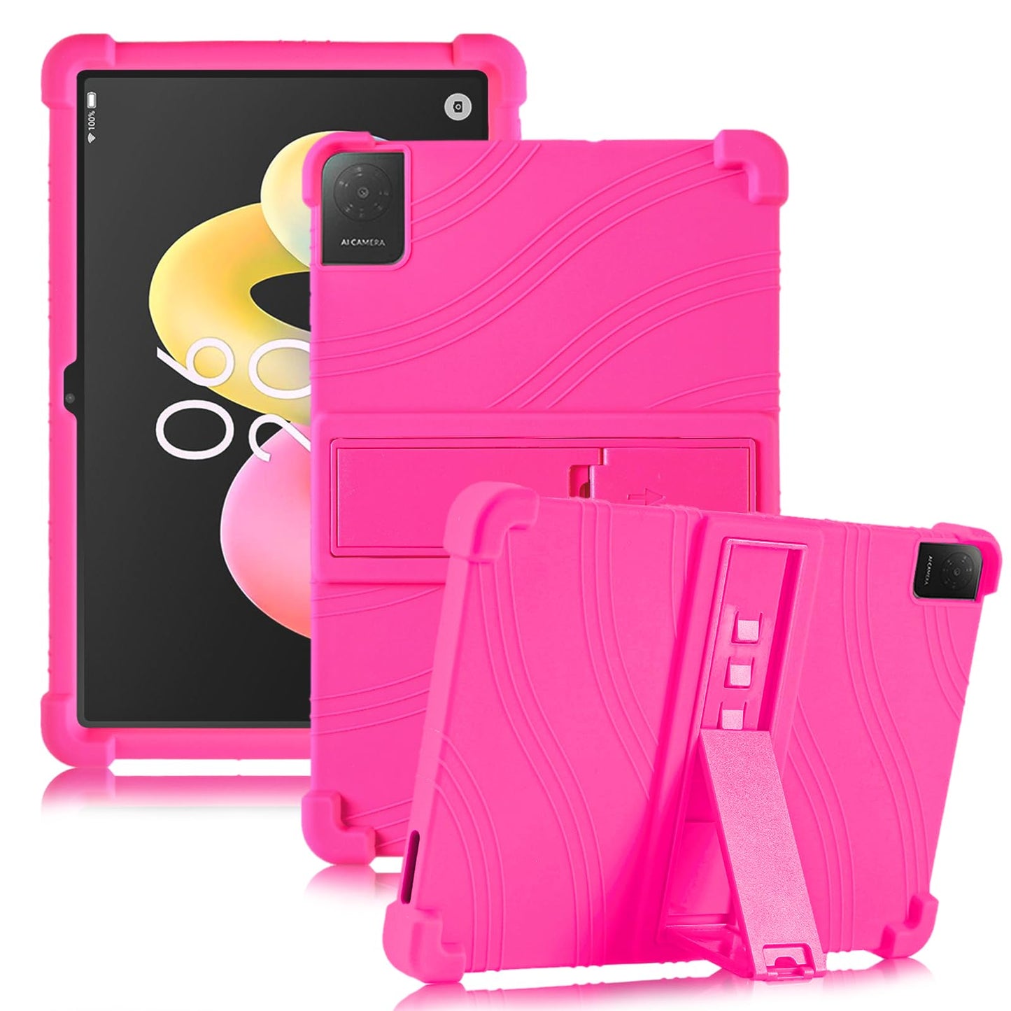 ATOOZ for TCL Tab 10L Gen 4 Case 10.1 Inch 2025,Shockproof Soft Silicone Kids Case for TCL Tab 10L Gen 4 Tablet (8483A) with Stand (Rose Red)