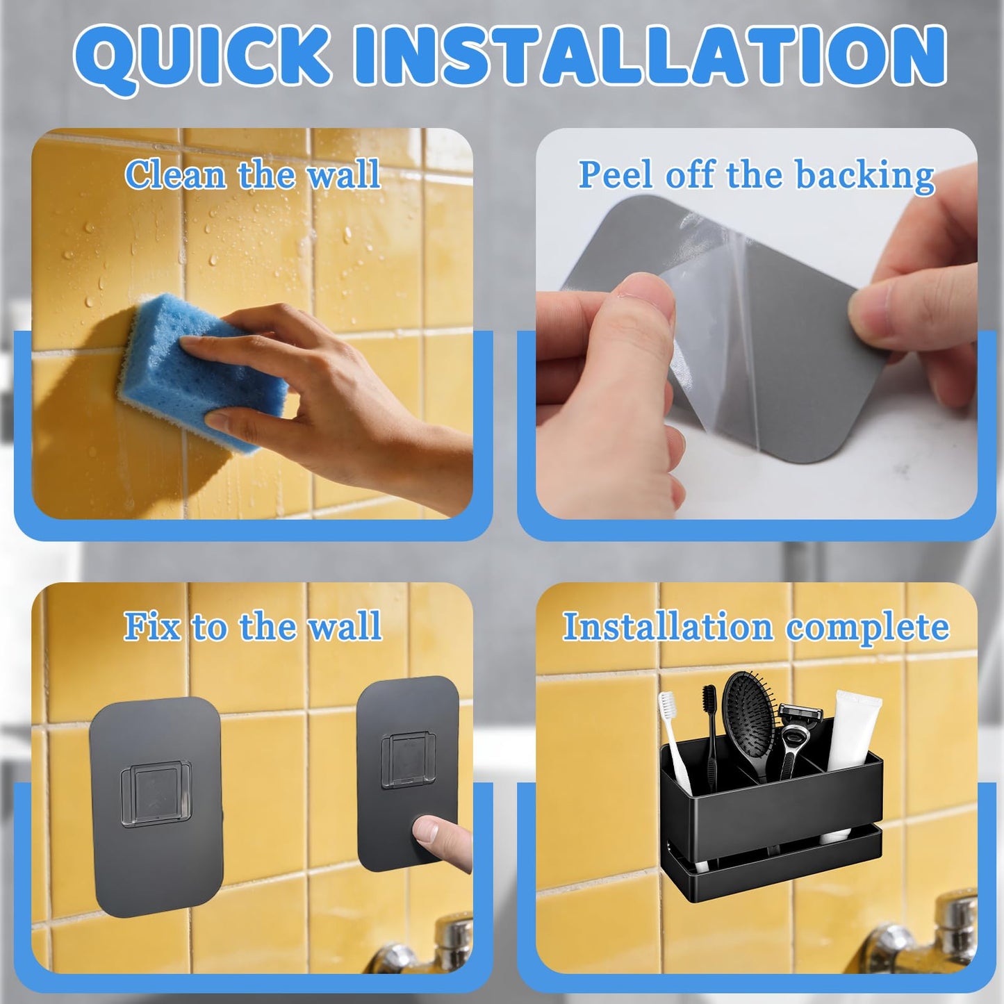 Yuaerbuo Toothbrush Holder Wall Mounted Toothbrush Holder With Drainage, Toothpaste Holder 3 slots, Toothbrushs Stand