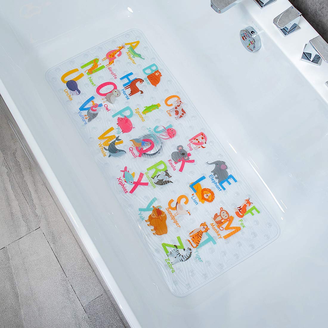 BOPPIE Non-Slip Bath Mat Shower Mats,Anti-Slip-Resistant Tub Mats Bathroom Mat XL Large Bath Mat 89 X 38 CM(Alphabet DWZM)