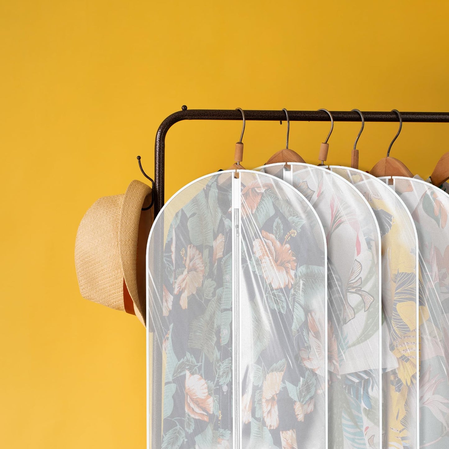 Garment Bags for Hanging Clothes, 2Pcs Hanging Garment Bag Plastic Dustproof Suit Bag PEVA Breathable Garment Cover for Suits Dance Clothes Closet