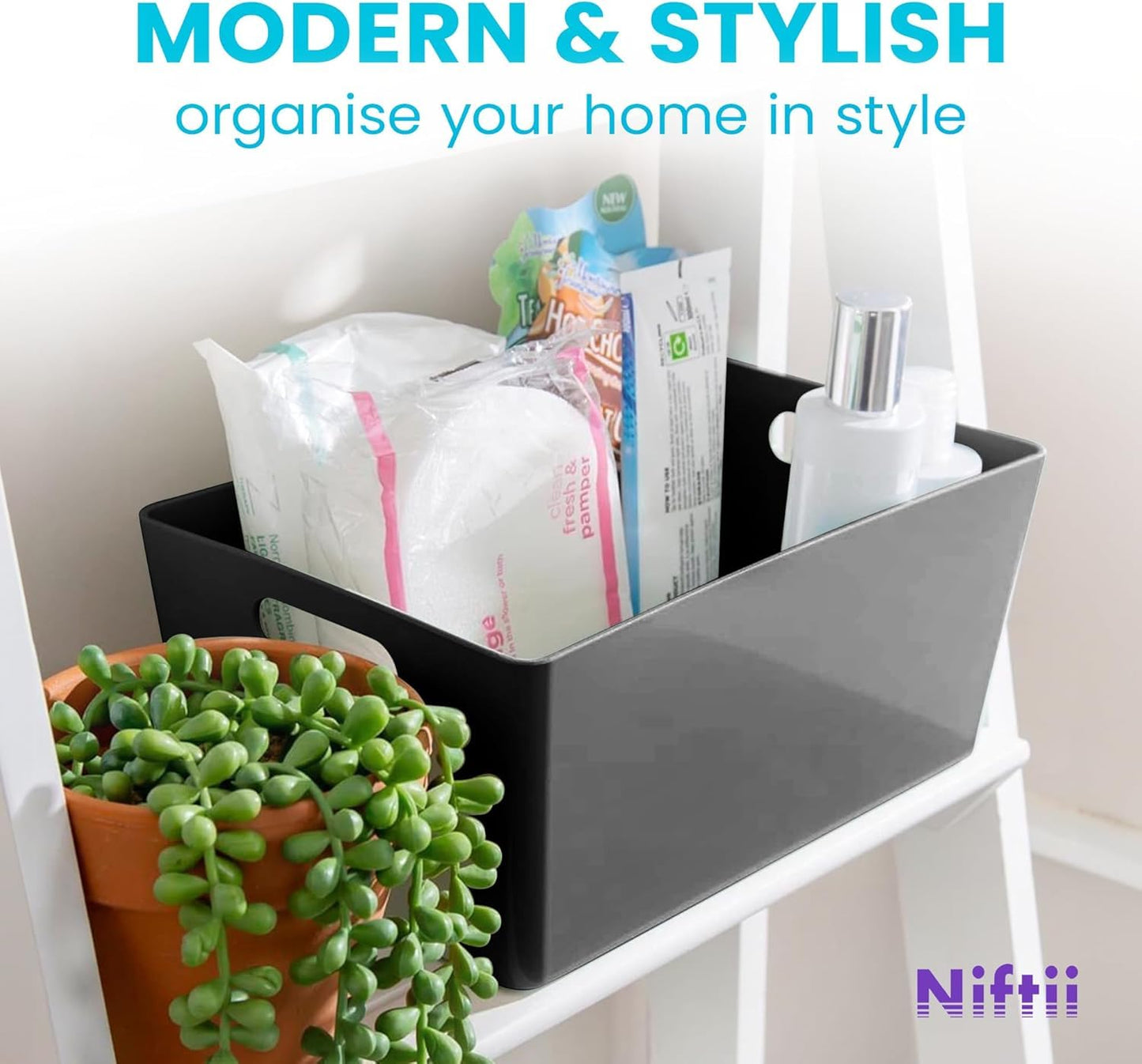Niftii Storage Boxes | Kitchen Storage & Organisation Baskets 5-Pack 3.9L