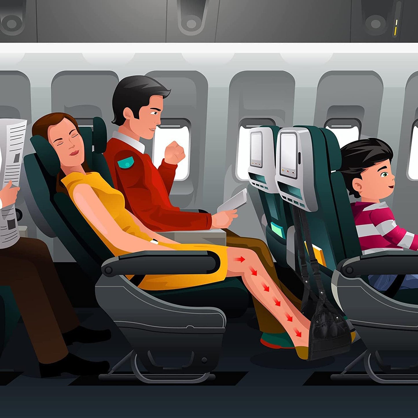 Foot Hammock, Airplane Footrest Made with Premium Memory Foam,Head Hammock Portable Travel Essentials Flight Carry-On Foot Rest Adjustable Height