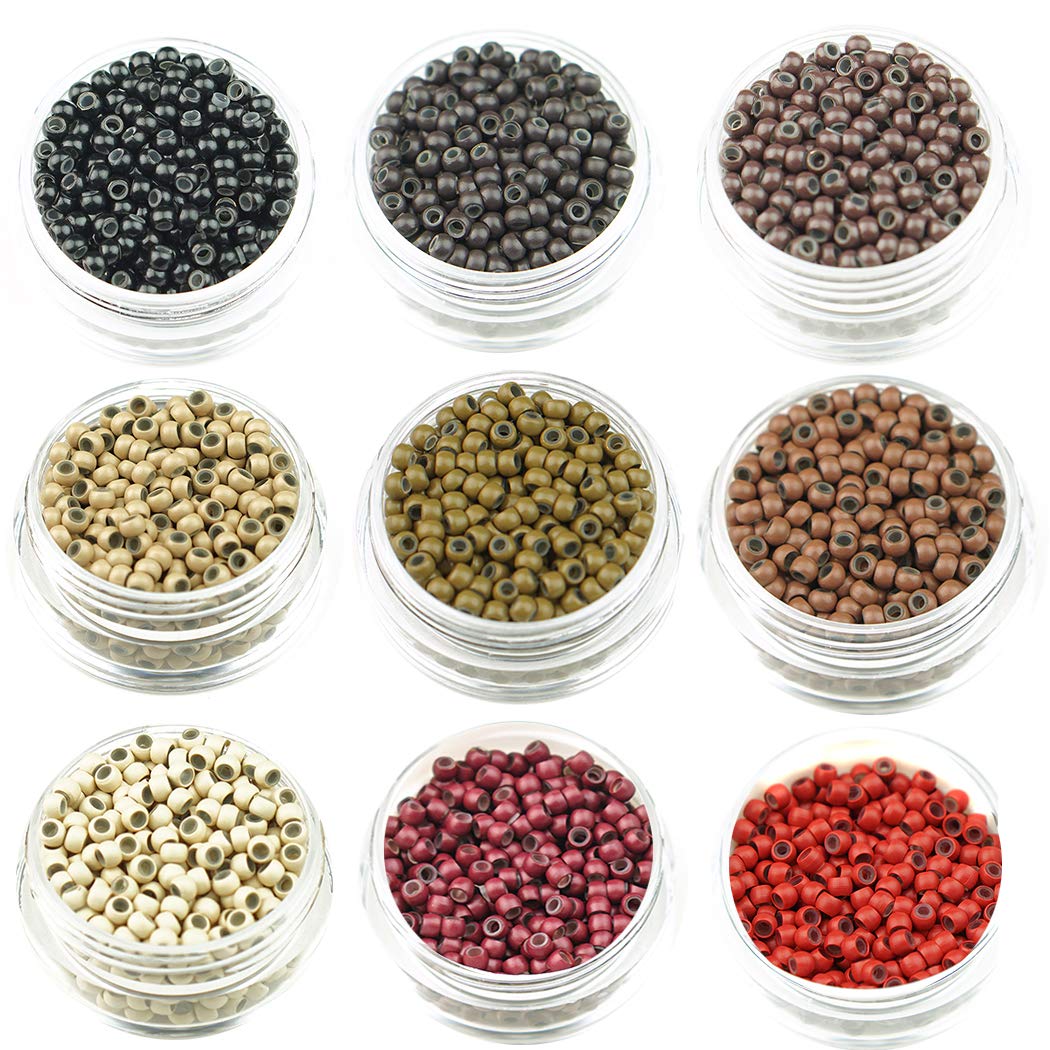 KOCONI 1000 Nano Rings - 3mm Silicone Lined Hair Extension Beads - Dark Brown