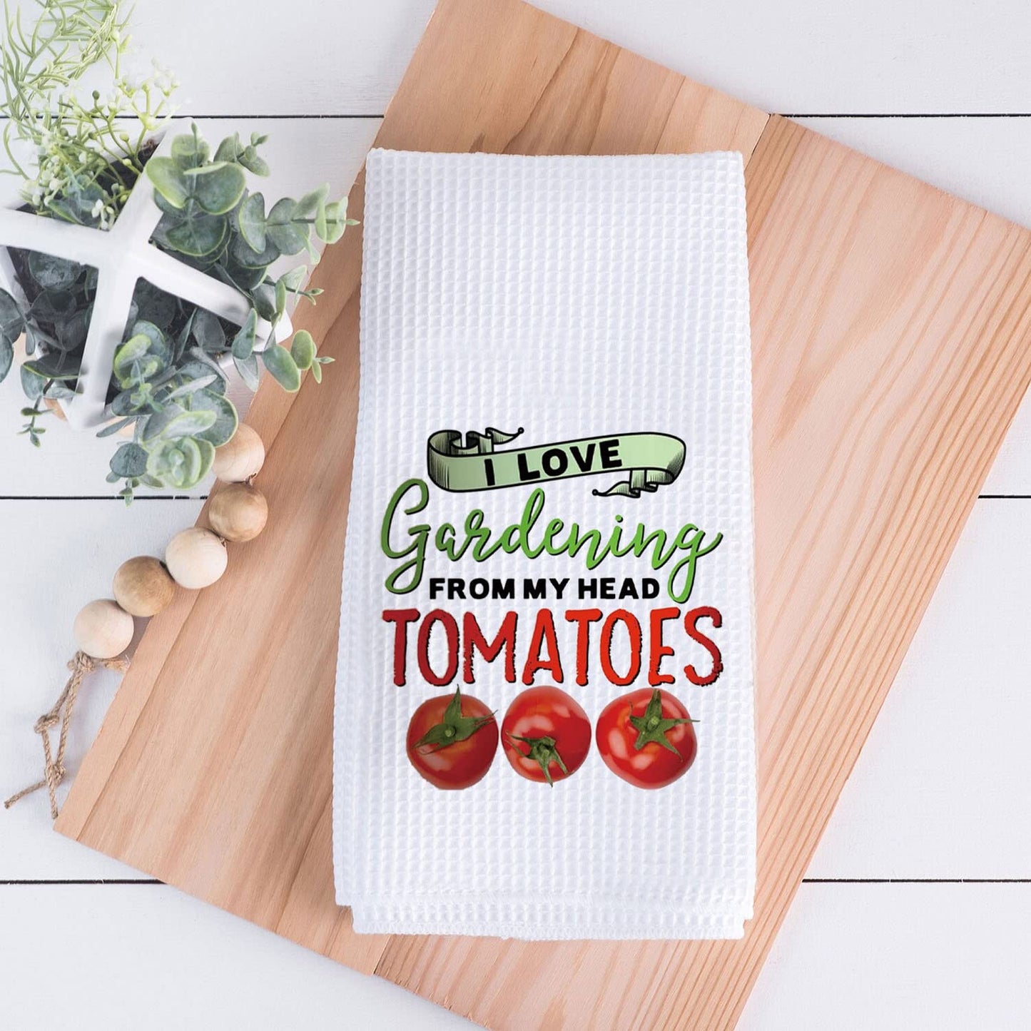 PLITI Funny Tomato Kitchen Towel Gardener Gift Plant Lover Dish Towel I Love Gardening From My Head Tomatoes Tea Towel(Gardening Tomatoes TWU)
