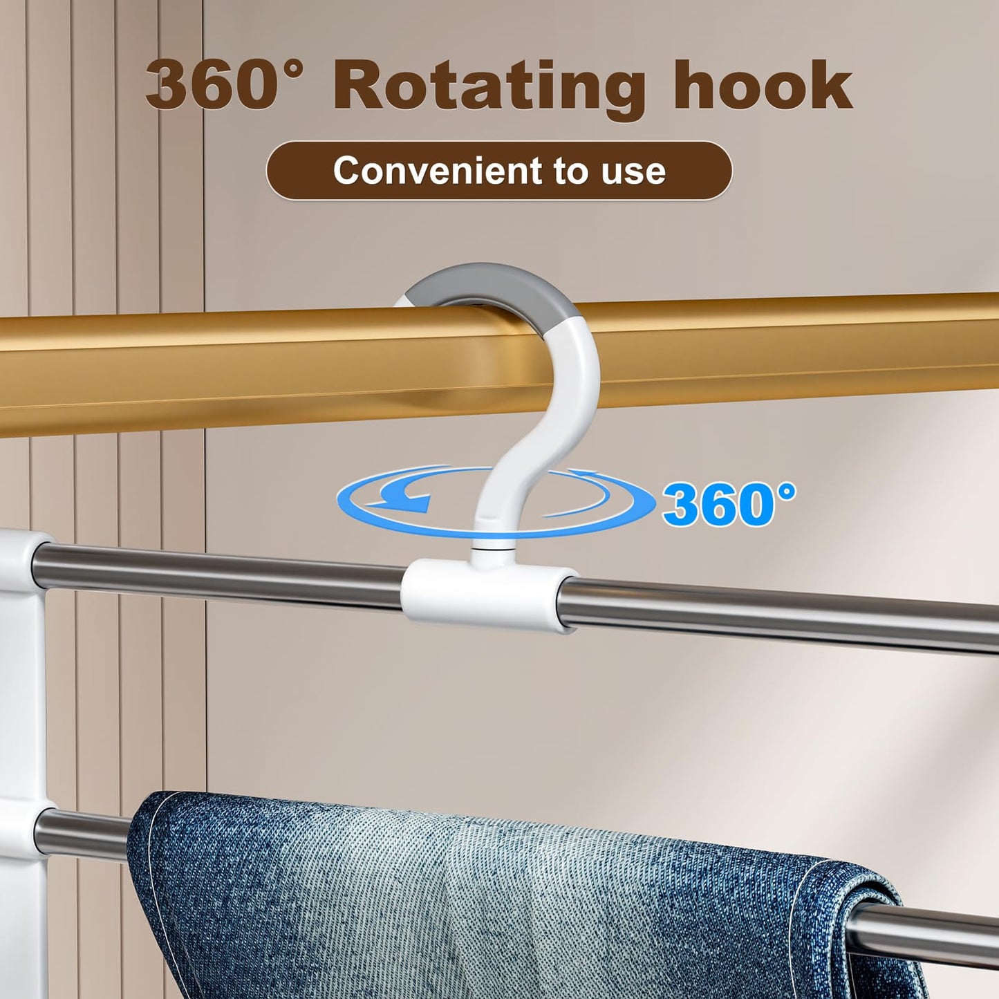 CTIME Trouser Hangers 2 Pack, Space Saving Non-Slip 360° Rotatable Hook