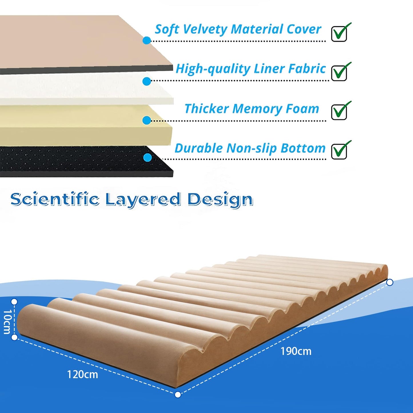 MeMoreCool Roll Up Floor Mattress Small Double, 190x120cm, Brown