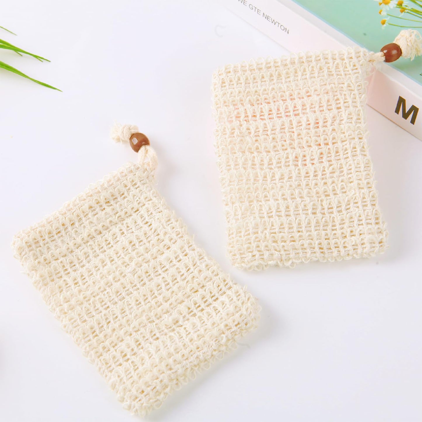 12 pcs Sisal Soap Bag Natural Safe and Durable Sisal Fiber Soap Bag Saver Pouch Exfoliating Soap Bag for Foaming and Drying the Soap Shower Bath