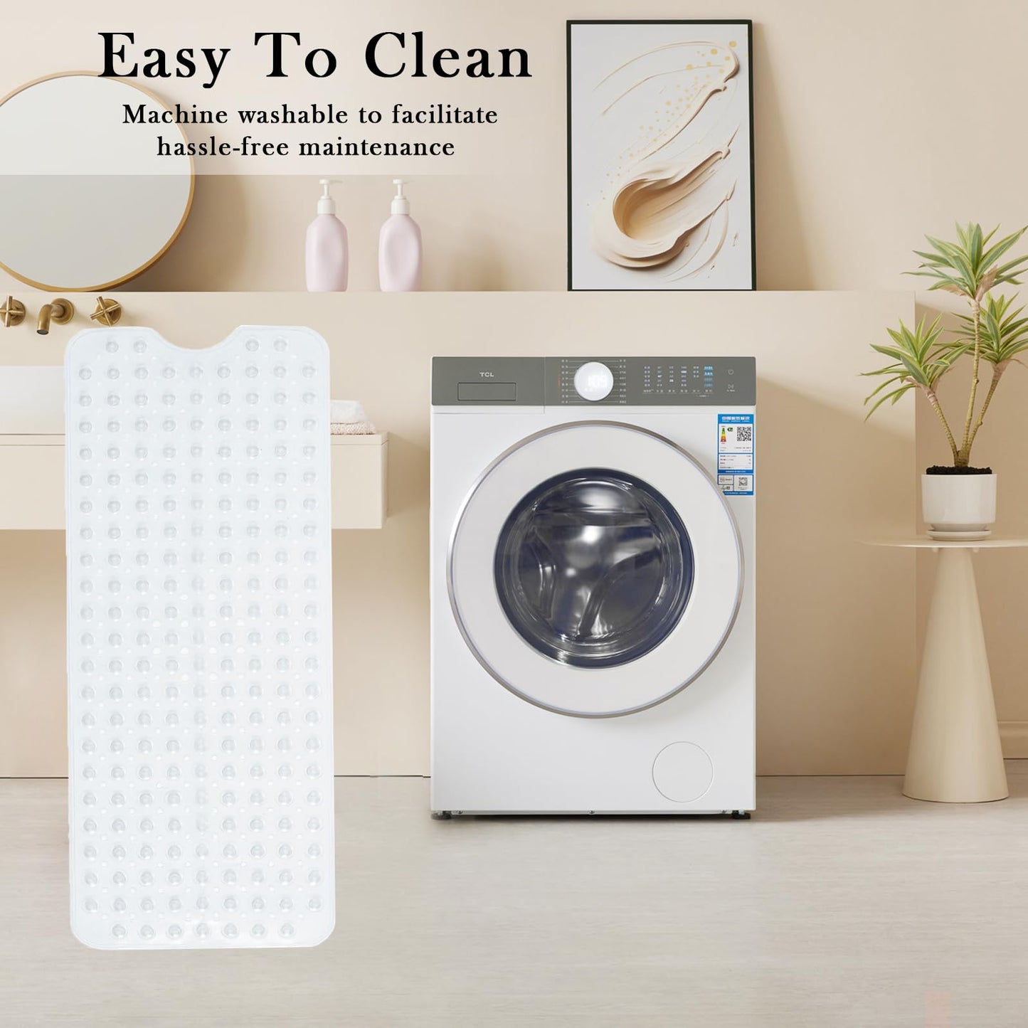 Non Slip Bathroom Mat with Suction Cups Washable Bathtub Floor Rug