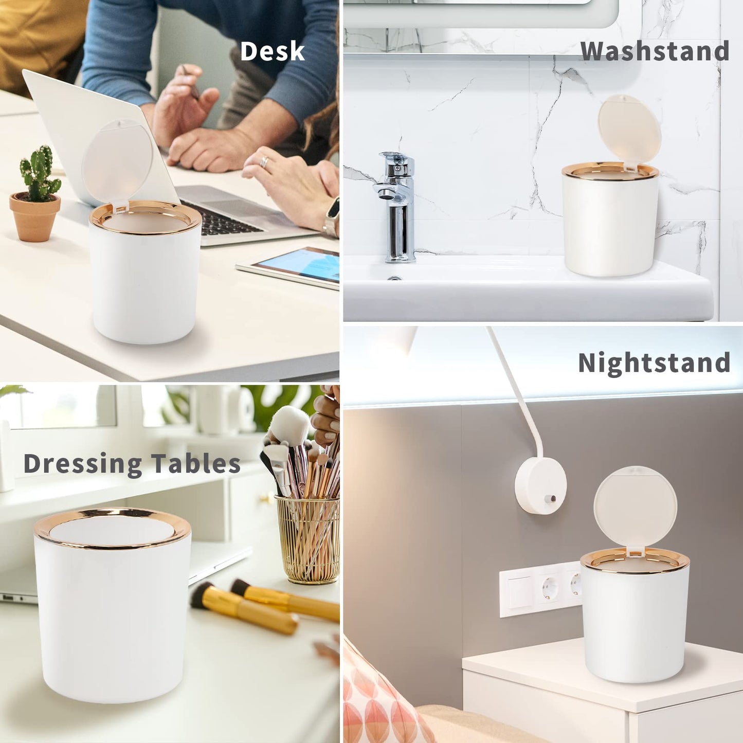JEEZAO Mini Desktop Bin, Desk Trash Can with Lid