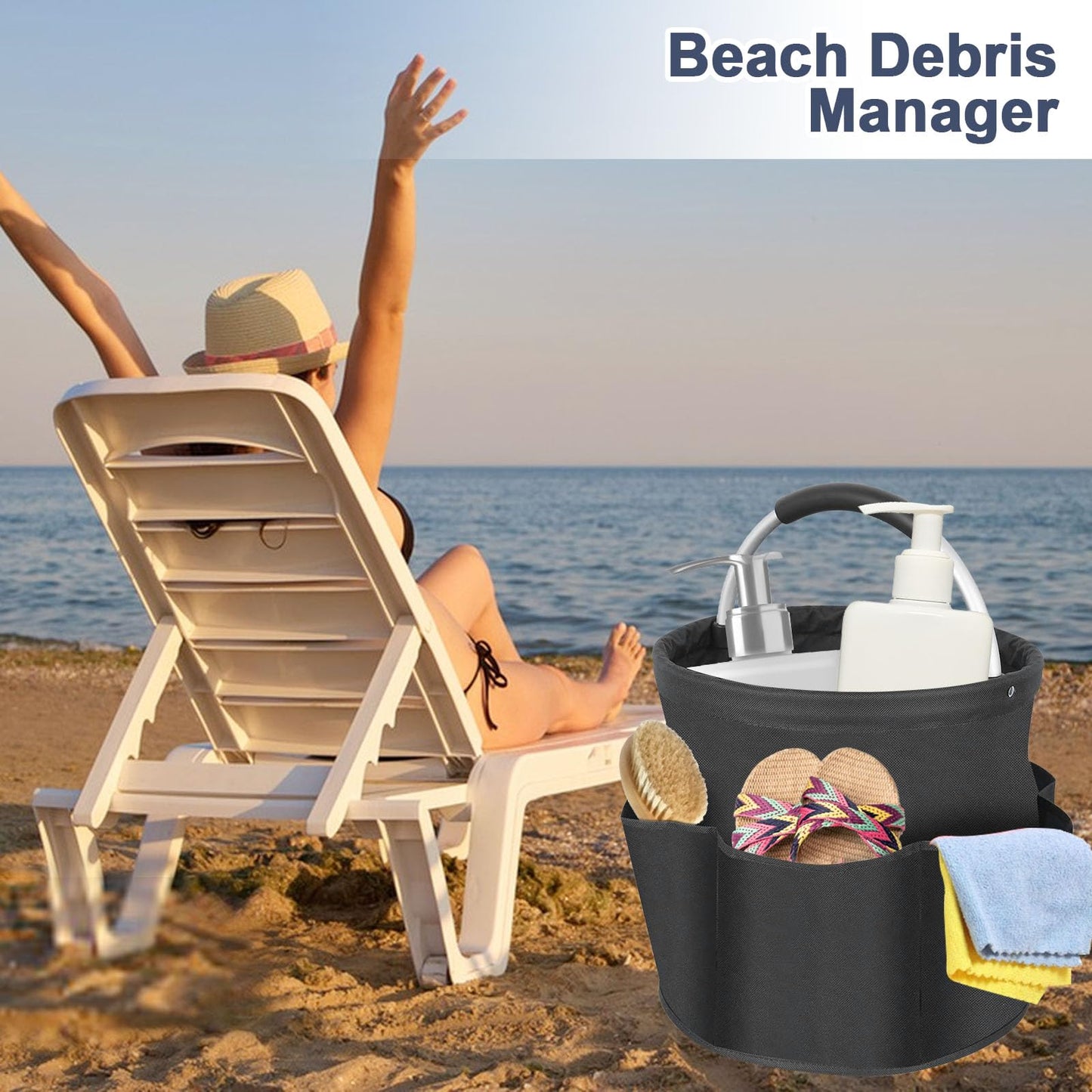 DMJJSD® 17L Cleaning Caddy with Handle Storage Box for Cleaning Utensils Multi Pocket Collapsible Cleaning Organiser Caddy Durable Cleaning Organiser